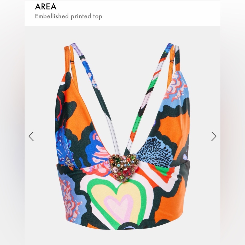 AREA Multicolor Patterned Heart Printed Bustier Top XS